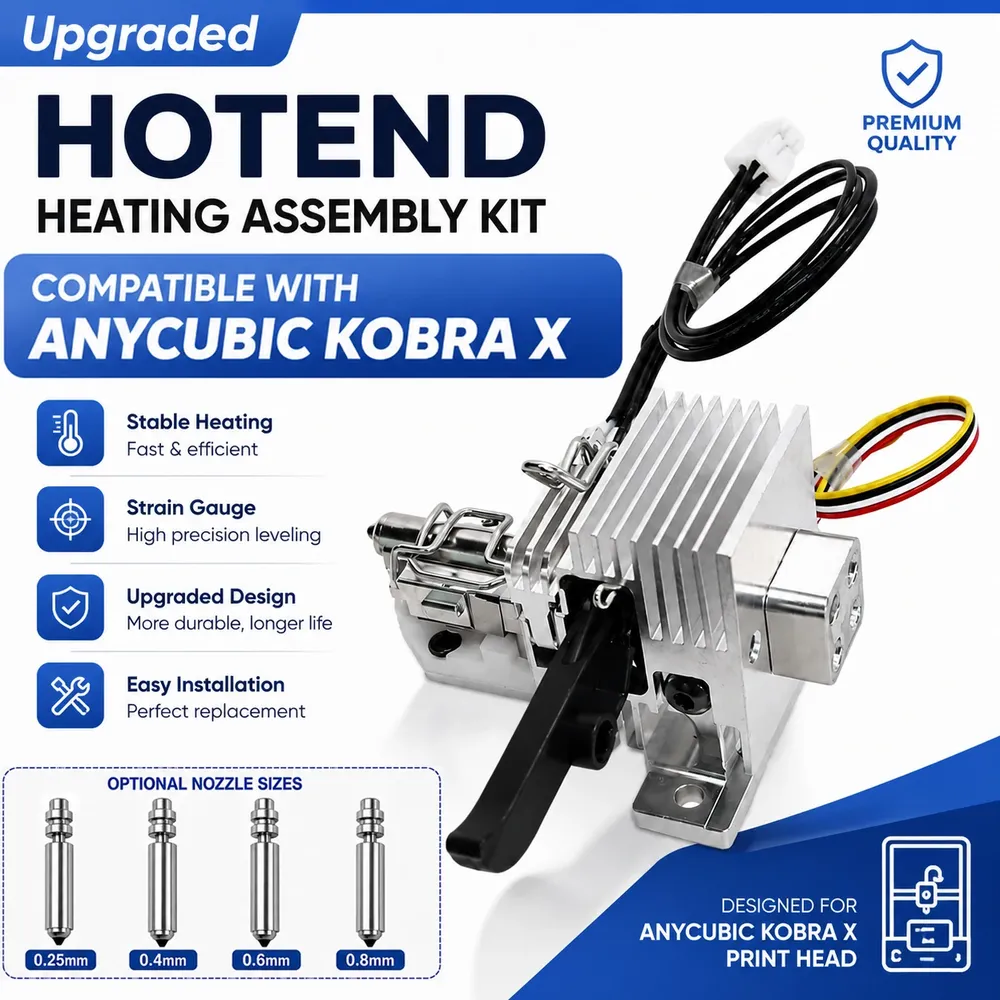 Hotend Montagekit für Anycubic Kobra X mit Düsen 0,25 bis 0,8 mm