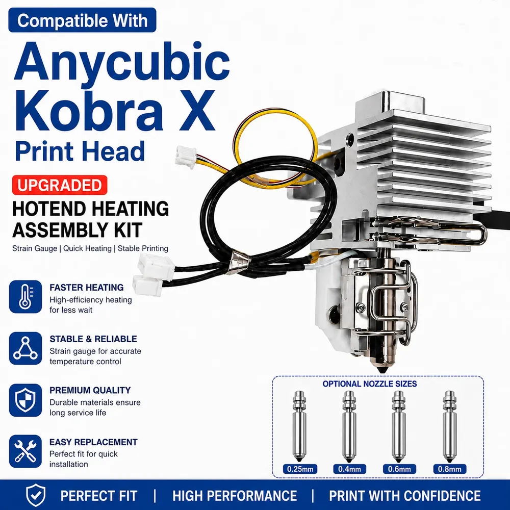 Hotend Montagekit für Anycubic Kobra X mit Düsen 0,25 bis 0,8 mm