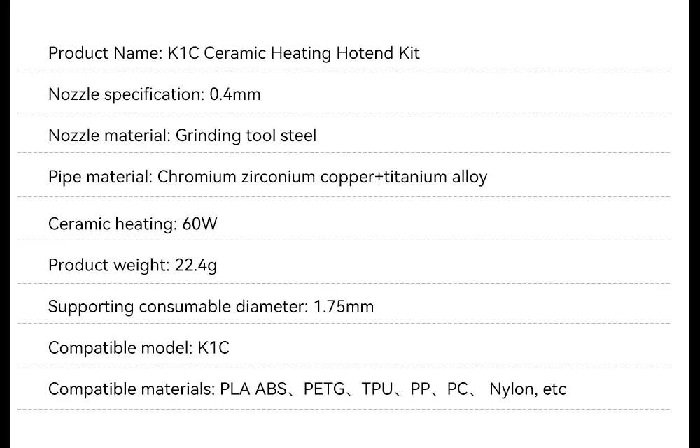 K1c Düse aus gehärtetem Stahl 0,2 bis 0,8 mm