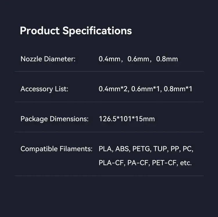 K2 Plus Düse aus Kupferlegierung und Stahl 0,2 bis 0,8 mm