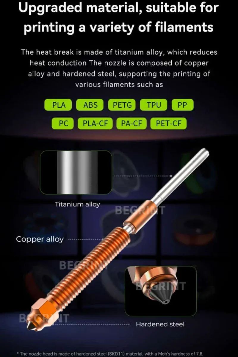 K2 Plus Düse aus Kupferlegierung und Stahl 0,2 bis 0,8 mm