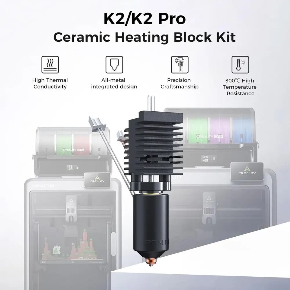 Keramik-Heizblock-Kit 300 ℃ Vollmetall-Extruder für Creality K2/K2 Pro/K2 Plus