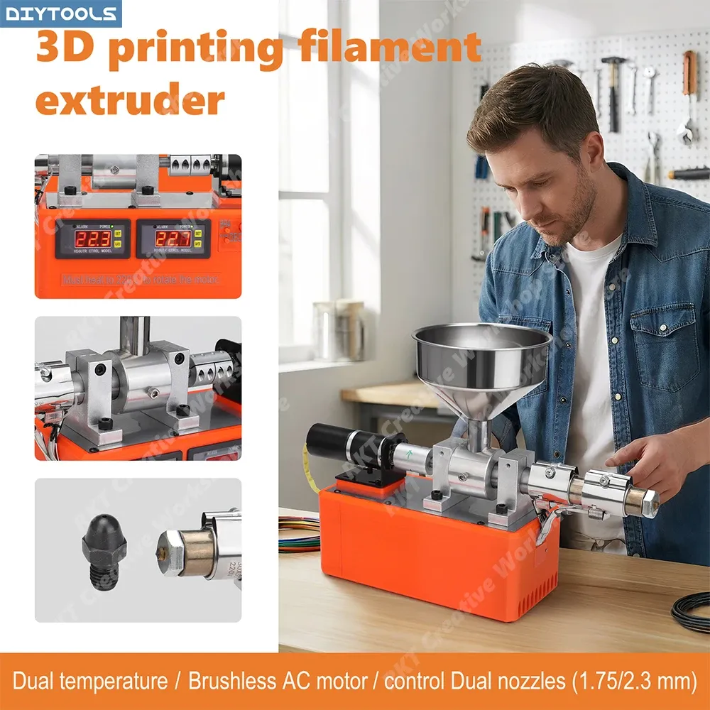 Kompakter Einschneckenextruder für Filament-Recycling