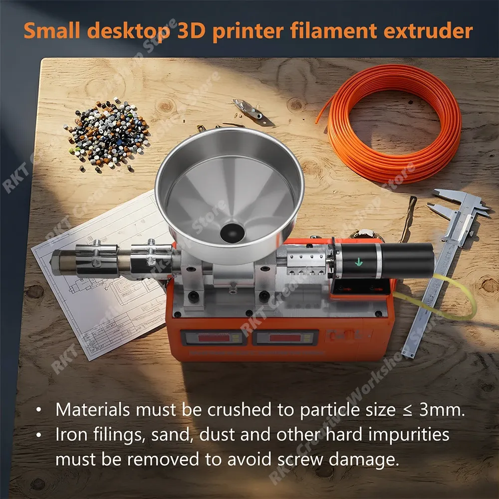 Kompakter Einschneckenextruder für Filament-Recycling