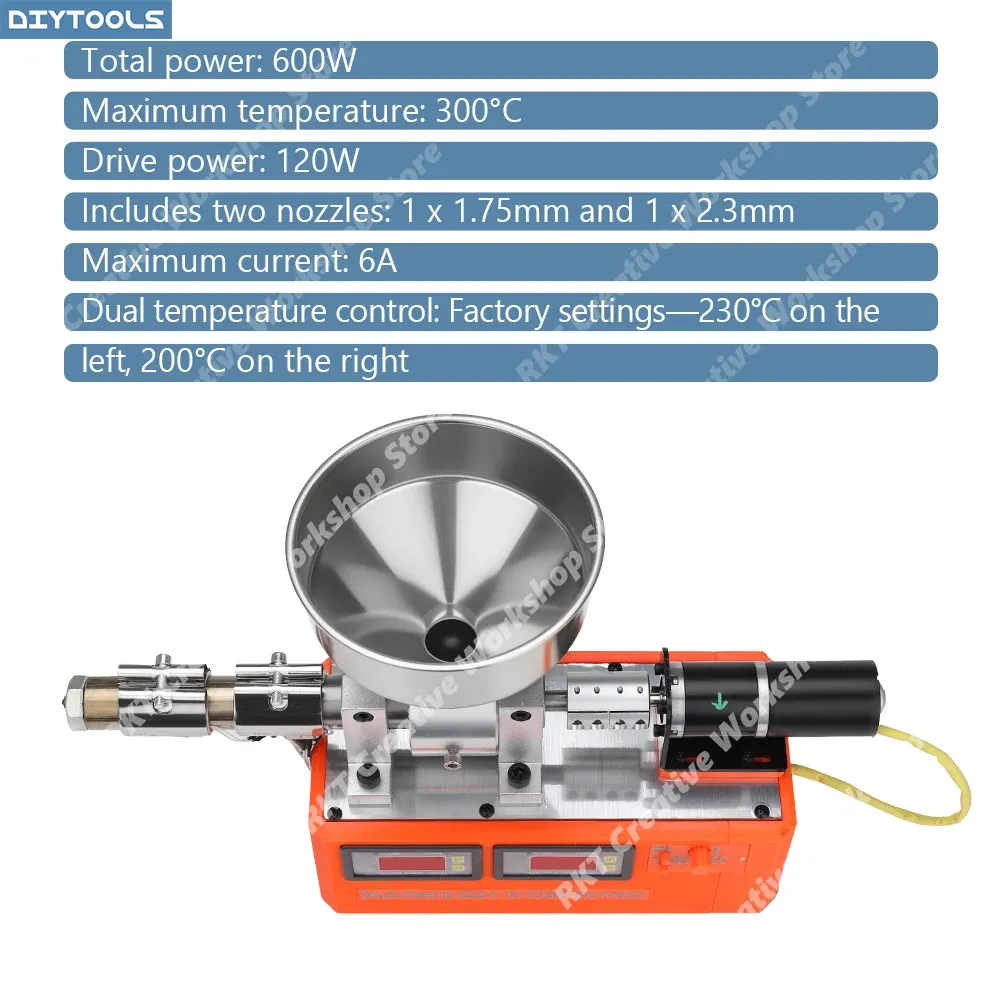 Kompakter Einschneckenextruder für Filament-Recycling