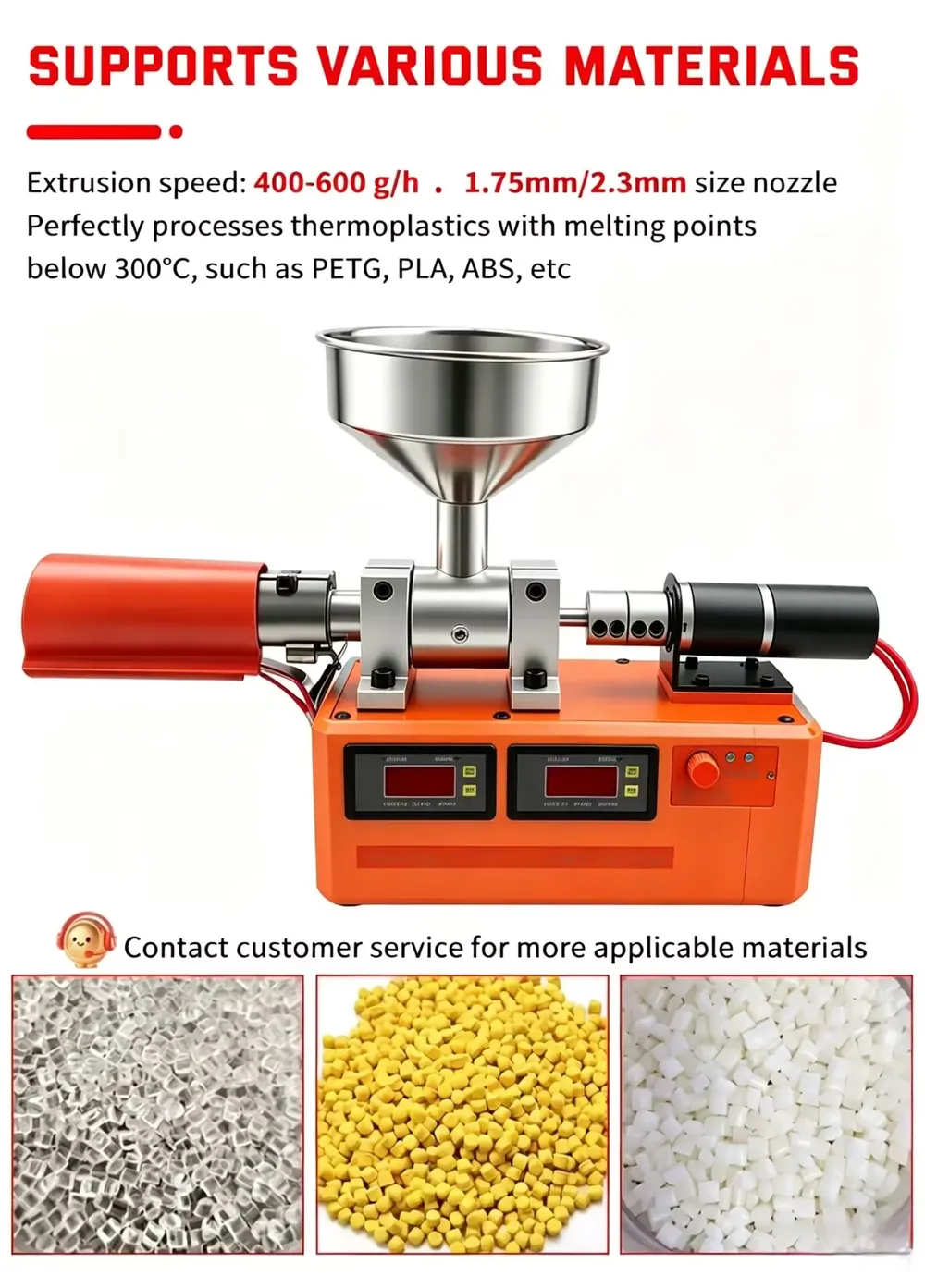 Labor-Extruder 1,75 bis 2,3 mm für Filamentherstellung und Recycling