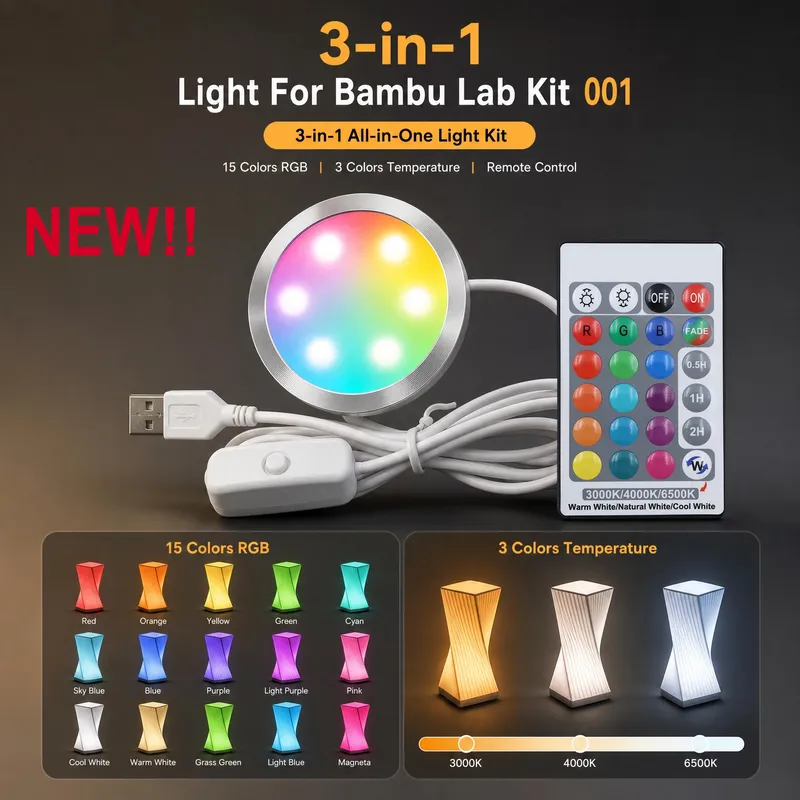 LED-Lampen-Kit warmweiß für BambuLab DIY Drucker