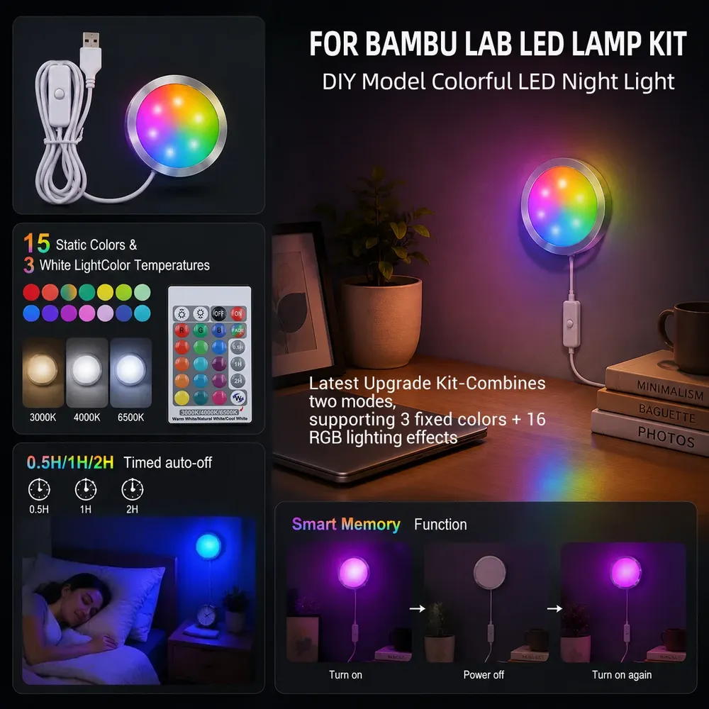 LED-Lampen-Kit warmweiß für BambuLab DIY Drucker