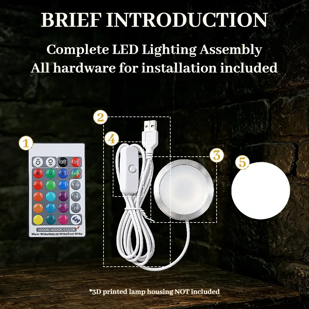 LED-Lampen-Kit warmweiß für BambuLab DIY Drucker