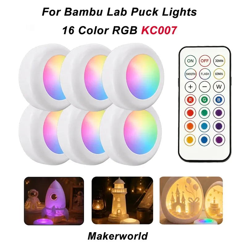 LED Lampen Set RGBW 16 Farben für Bambu Lab Puck Lights