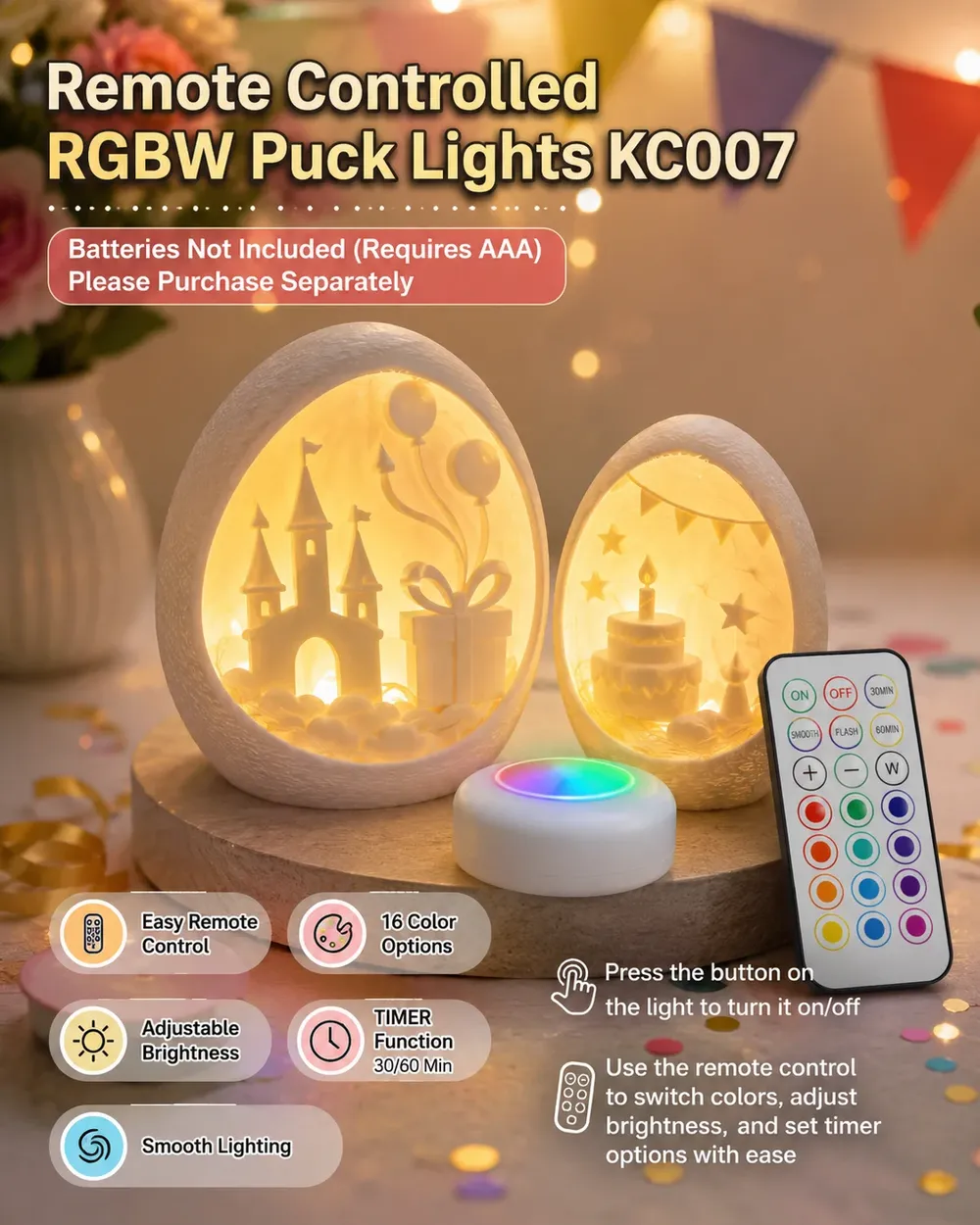 LED Lampen Set RGBW 16 Farben für Bambu Lab Puck Lights