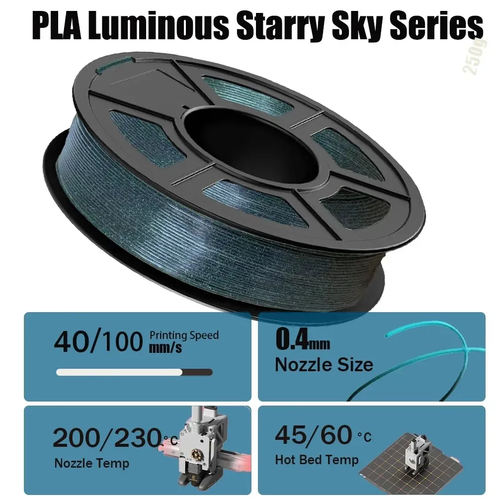 Leuchtendes PLA Filament 1,75 mm im Dunkeln leuchtend 250 g bis 1 kg