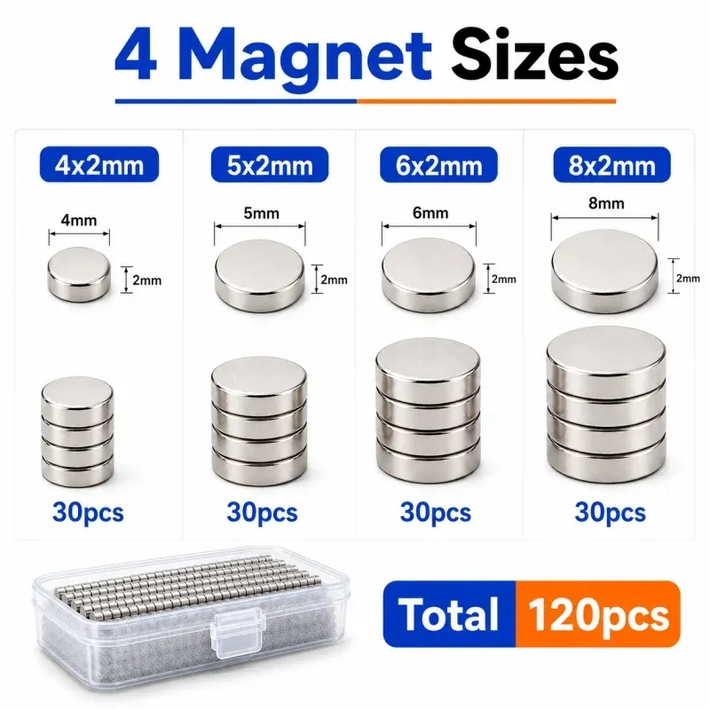 Magnete Neodym 4 Größen 120 Stück für Bambu Lab DIY