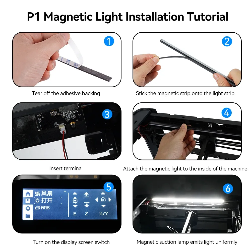 Magnetische LED-Leuchten 5 V 270 mm für Bambu Lab P1S X1