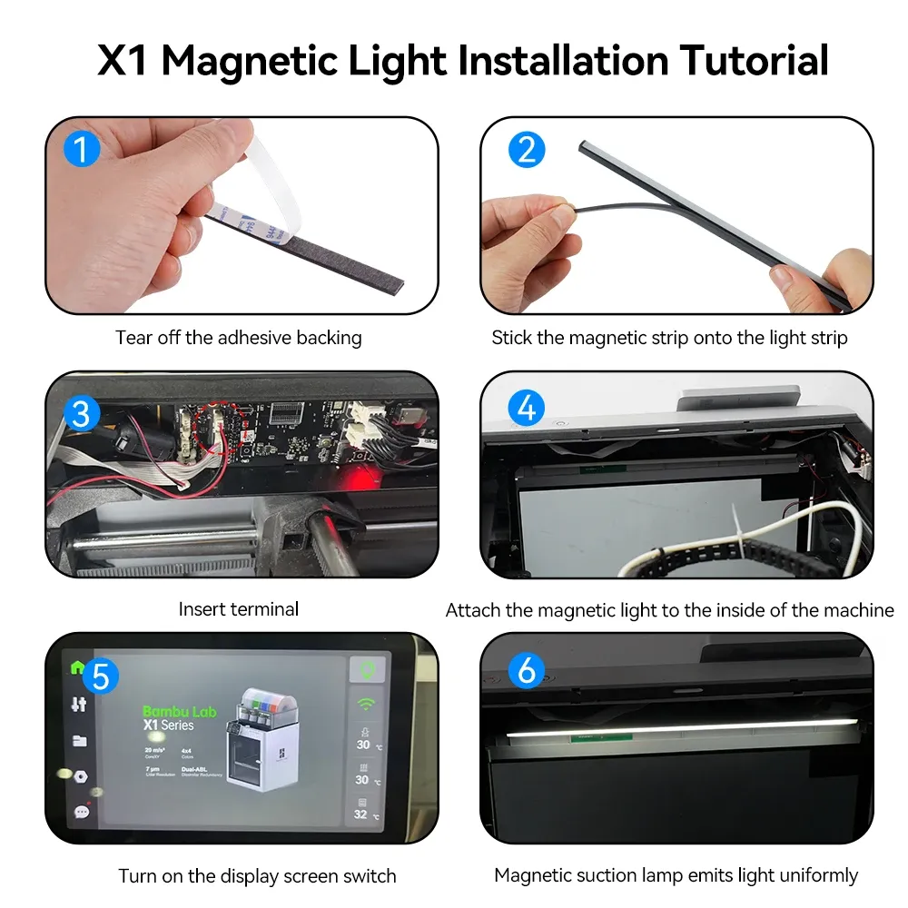 Magnetische LED-Leuchten 5 V 270 mm für Bambu Lab P1S X1