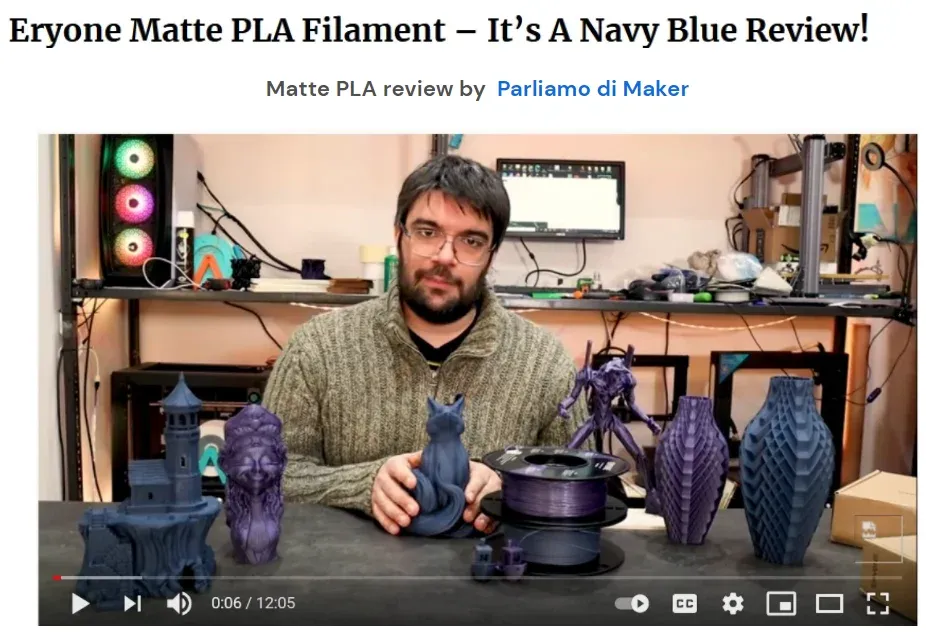 Matt PLA Filament 1,75 mm hohe Qualität 1 kg