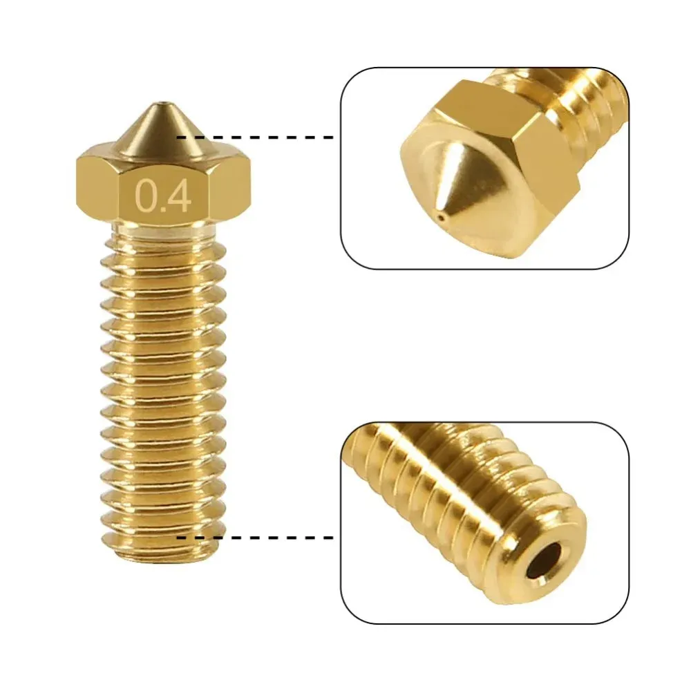 Messing Volcano Düse M6 für 1,75 mm Filament 0,2 bis 1,0 mm 20er Set