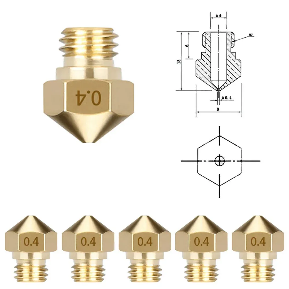 MK10 Düse Messing M7 für 1,75 mm Filament 0,2 bis 1,0 mm 10er Set