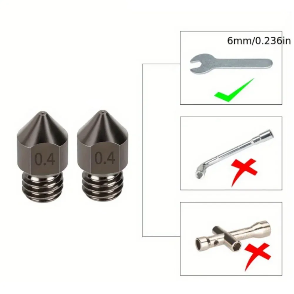 MK8-Düse aus gehärtetem Stahl 0,2 bis 1,0 mm