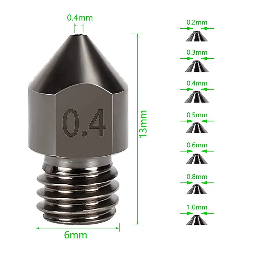 MK8-Düse aus gehärtetem Stahl 0,2 bis 1,0 mm