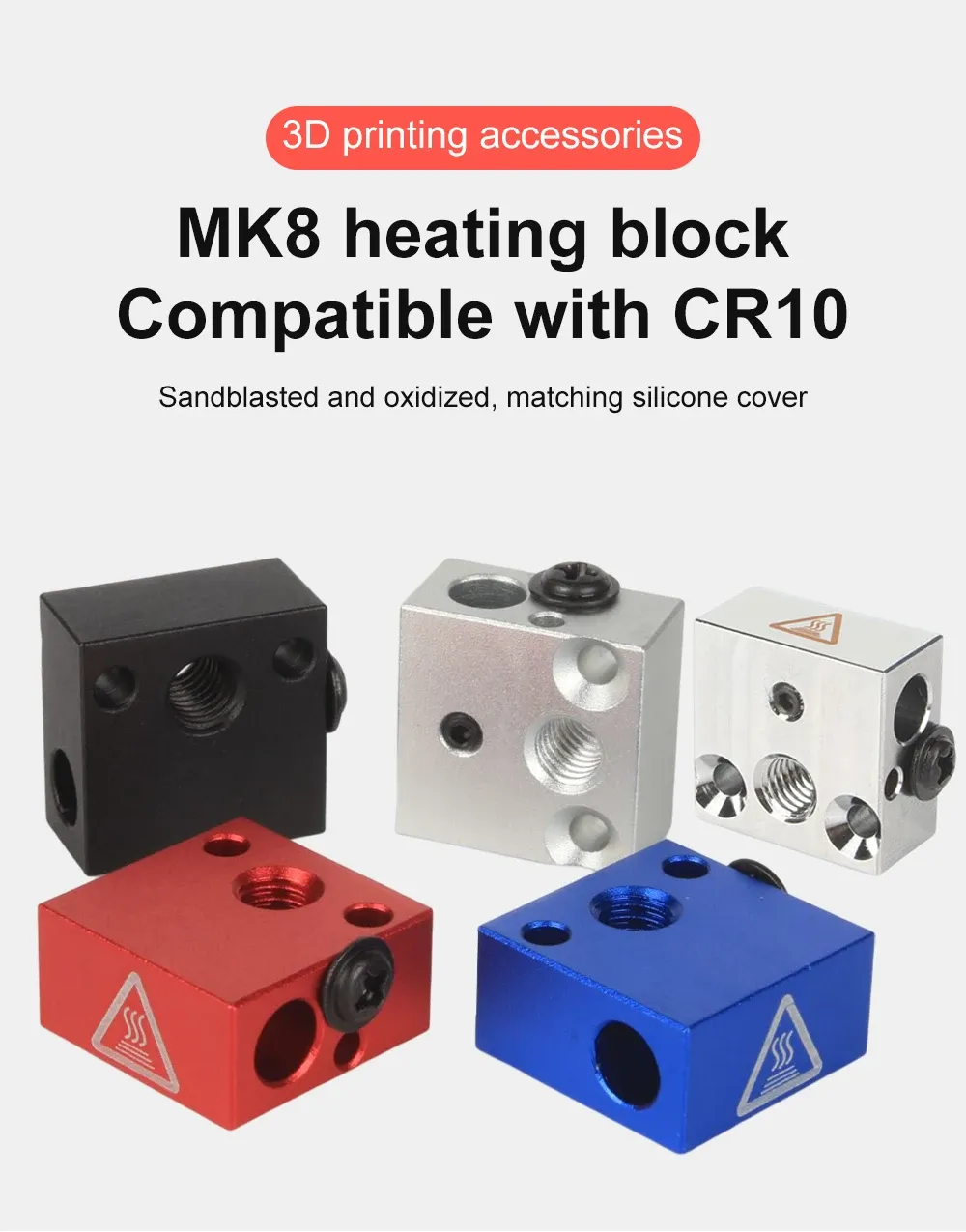 MK8 Heat Block Aluminium mit Silikonsocken für CR10/10S Ender 3