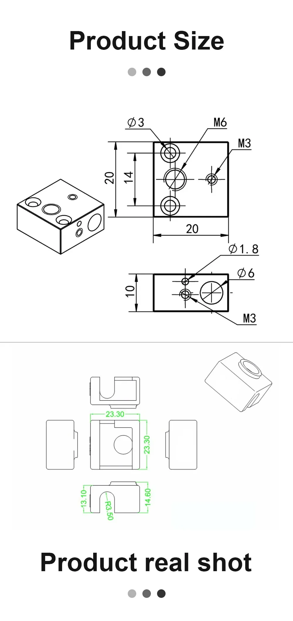 MK8 Heat Block Aluminium mit Silikonsocken für CR10/10S Ender 3