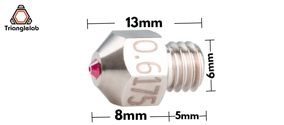 MK8 Rubin-Düse 0,4 bis 0,8 mm für Hochtemperaturmaterialien