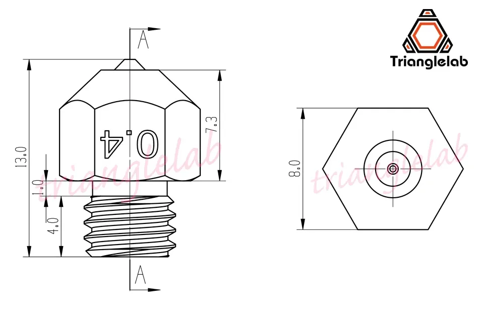 MK8 Rubin-Düse 0,4 bis 0,8 mm für Hochtemperaturmaterialien