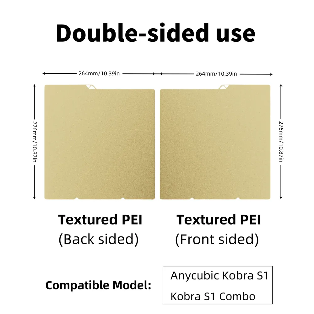 PEI Blatt 264x276mm für Anycubic Kobra S1 doppelseitig