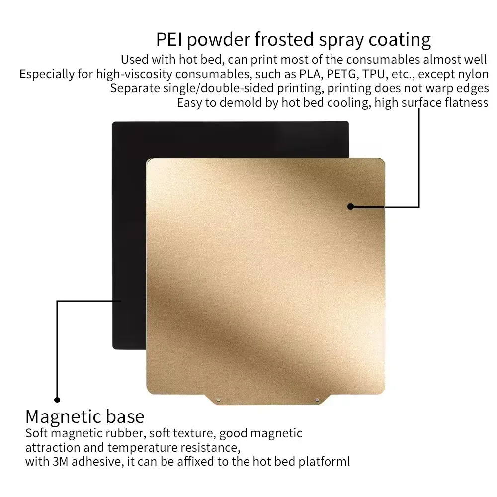 PEI Federstahlplatte 220mm bis 235mm doppelseitig magnetisch