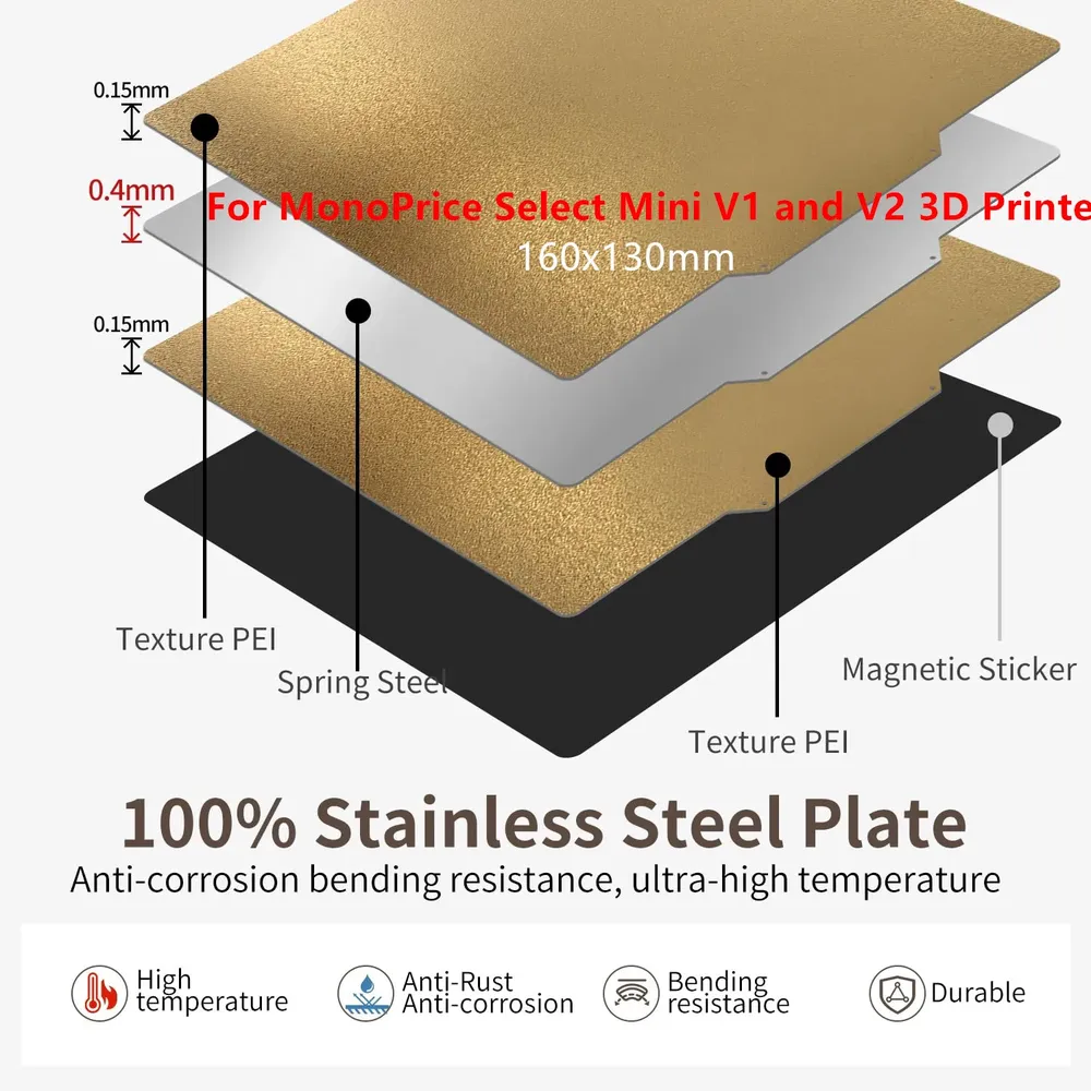 PEI Platte 160x130mm doppelseitig strukturiert magnetisch flexibel