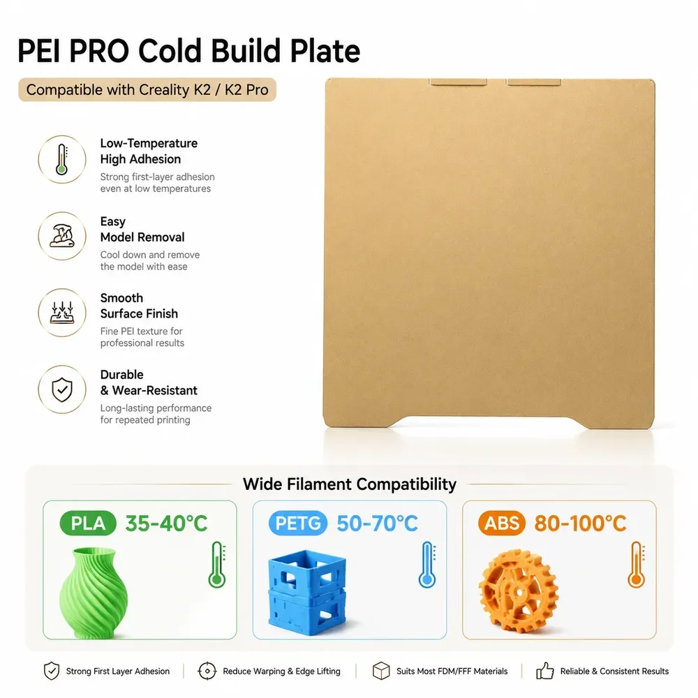 PEI PRO Kaltbauplatte 270mm bis 325mm für PLA PETG ABS