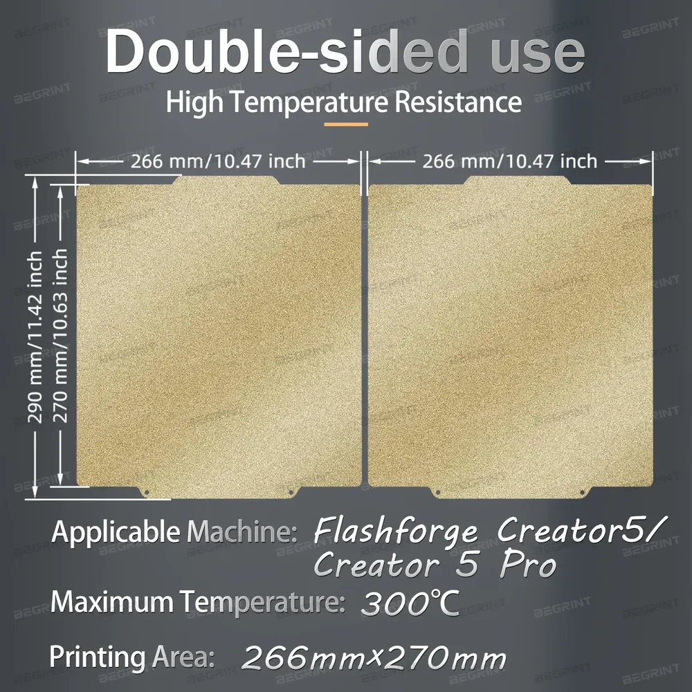 PEI Texturierte Druckplatte 266x270mm doppelseitig flexibel