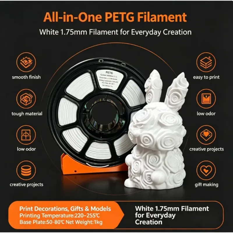 PETG Filament 1 kg Maßgenauigkeit +/-0,02 mm weiß