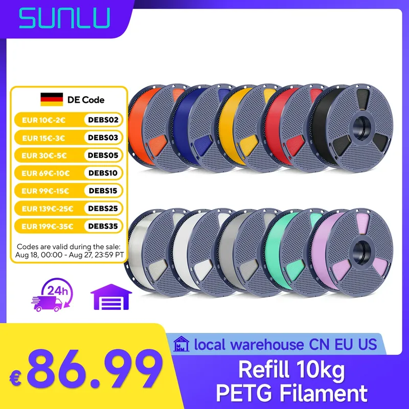 PETG Filament 10 kg Nachfüllpackung 10 Rollen