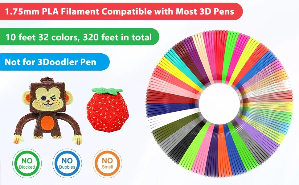 PLA Filament 1,75 mm für 3D-Stift 32 Farben