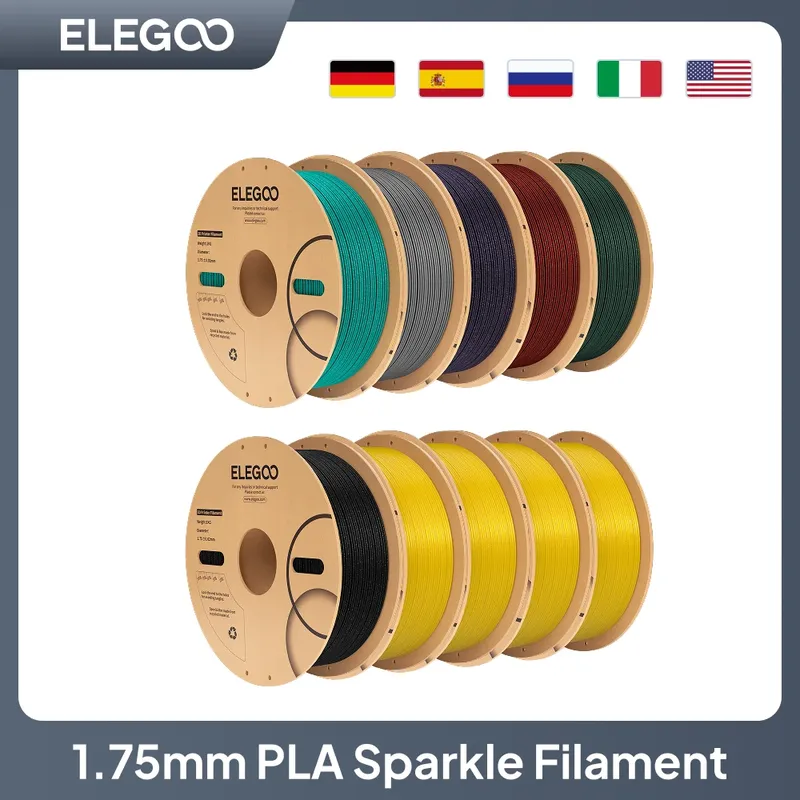 PLA Filament 1,75 mm glitzernd Schwarz Gold Grün Rot