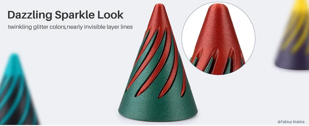 PLA Filament 1,75 mm glitzernd Schwarz Gold Grün Rot