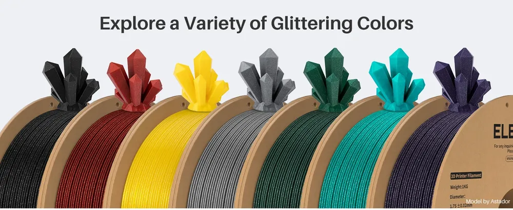 PLA Filament 1,75 mm glitzernd Schwarz Gold Grün Rot