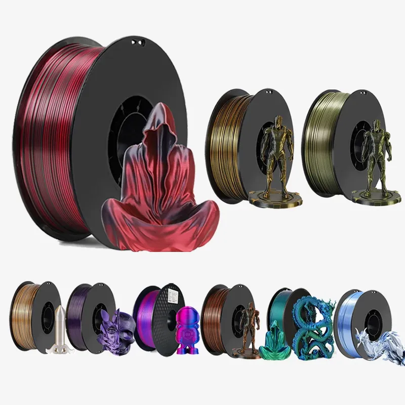 PLA Filament 1,75 mm zweifarbig Seidenblau Rot 250 g