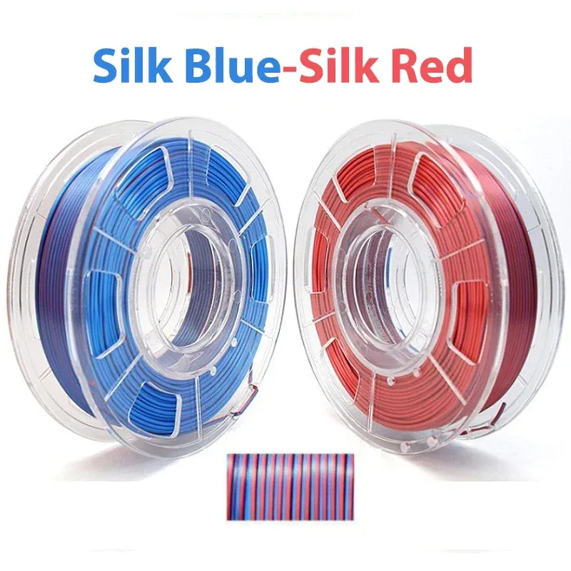 PLA Filament 1,75 mm zweifarbig Seidenblau Rot 250 g