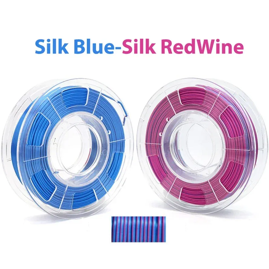 PLA Filament 1,75 mm zweifarbig Seidenblau Rot 250 g