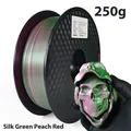PLA Filament 1,75 mm zweifarbig Seidenblau Rot 250 g – Farbe Green PeachRed 250g