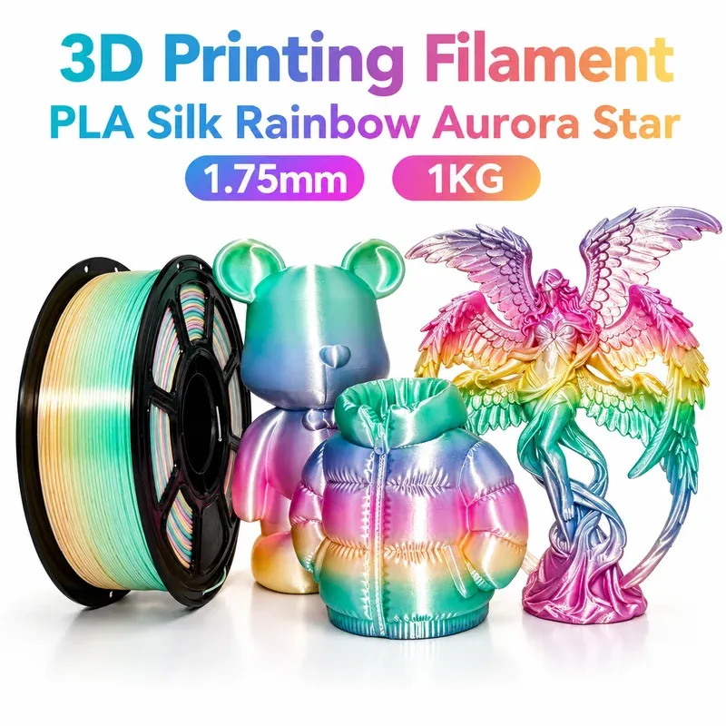 PLA Filament 1,75mm 1KG Spule Seiden-Regenbogen-Aurora