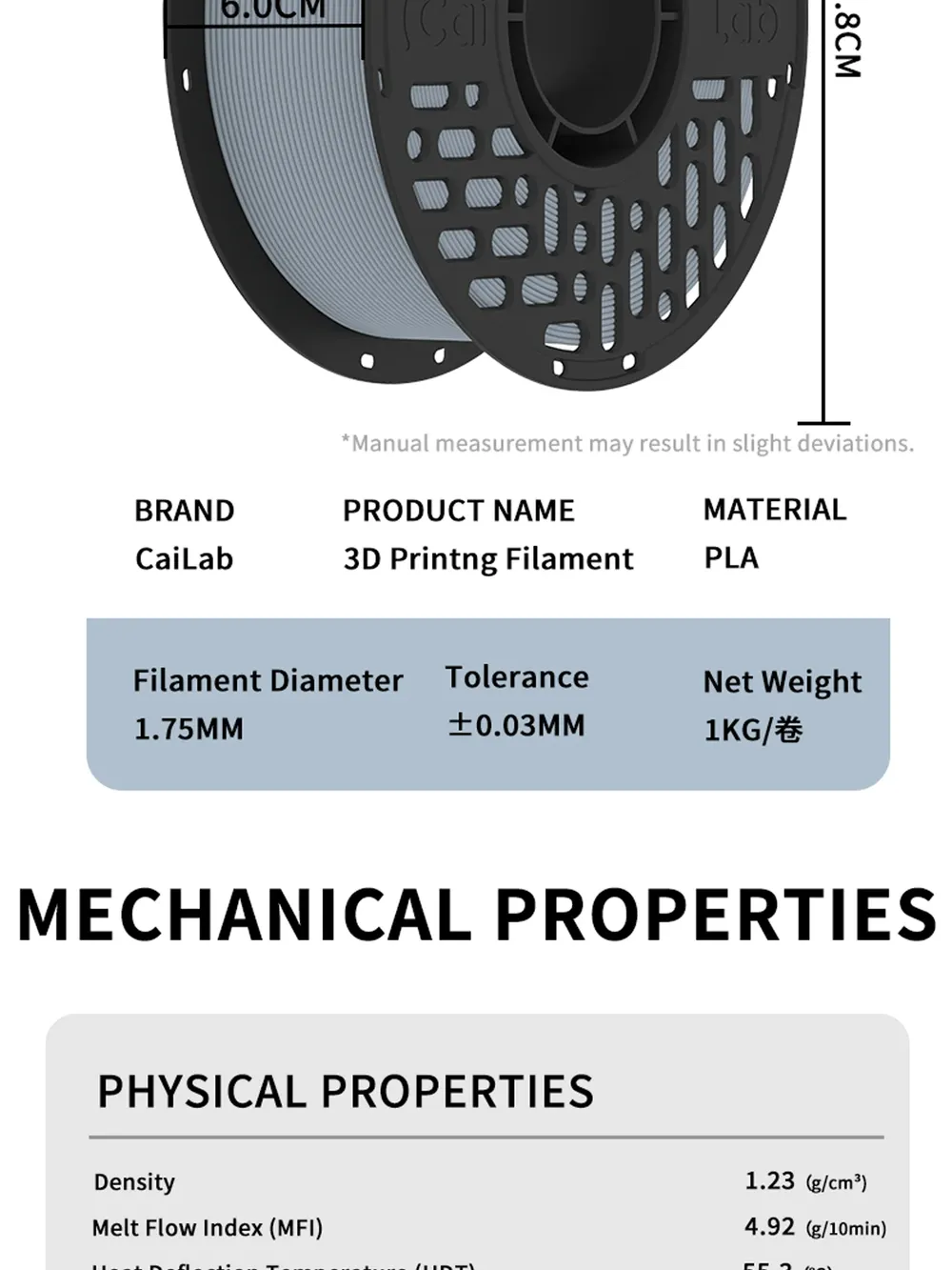 PLA Mattfilament 1 kg 1,75 mm glatte Oberfläche