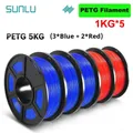 PLA/PETG/ABS Filament 5 kg 5 Rollen für 3D-Drucker – Color PETG  2RD 3BL