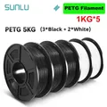 PLA/PETG/ABS Filament 5 kg 5 Rollen für 3D-Drucker – Color PETG  3BK 2WT