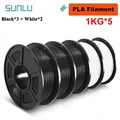 PLA/PETG/ABS Filament 5 kg 5 Rollen für 3D-Drucker – Color PLA 3BK 2WT