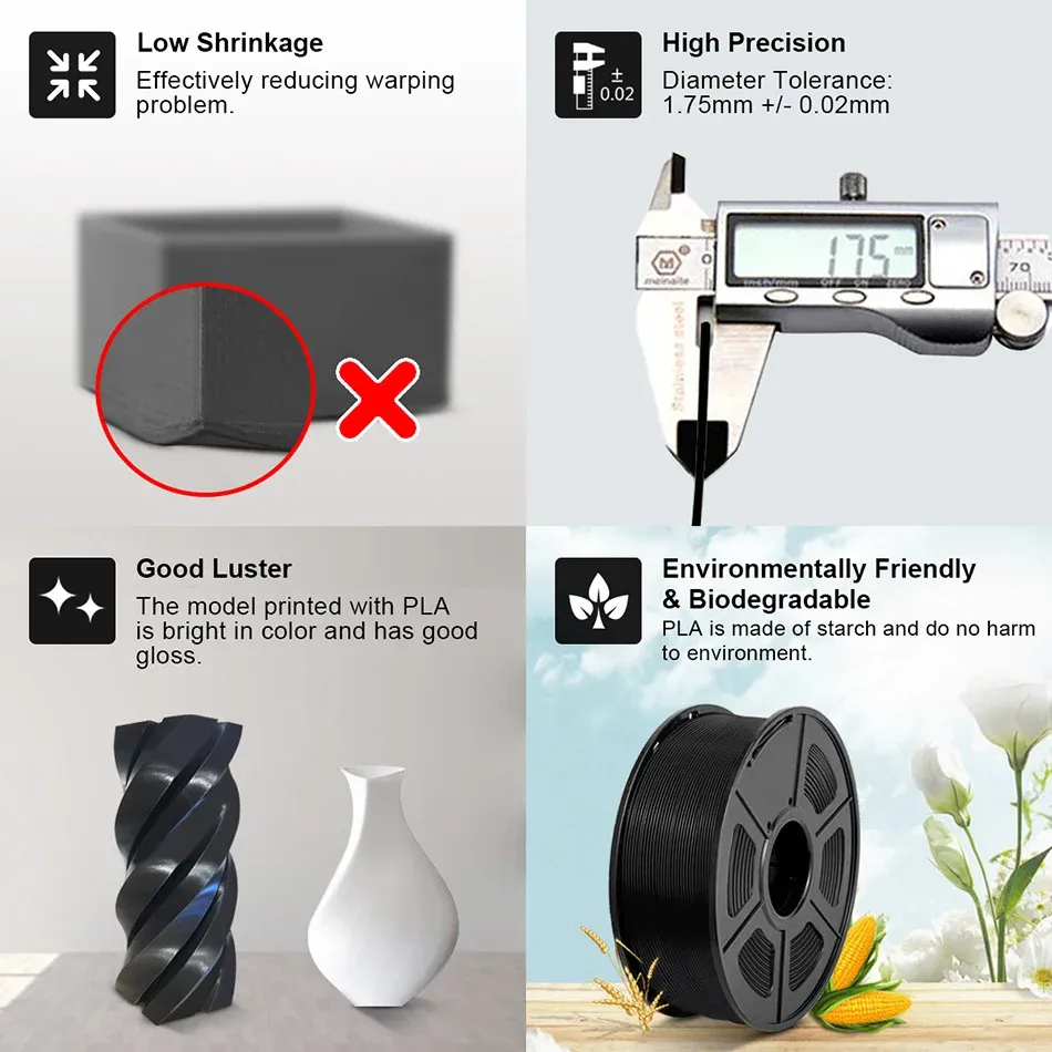 PLA PETG Filament 1,75 mm 5 Rollen