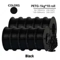 PLA PETG Filament 10kg 1,75mm Schwarz Weiß Grau – Farbe 10KG PETG Black